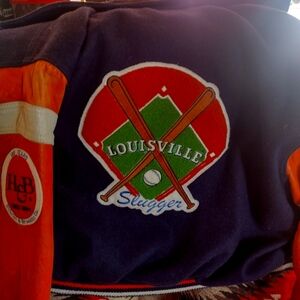 Vintage 90's Louisville Slugger Wool and Leather Varsity Jacket size Large